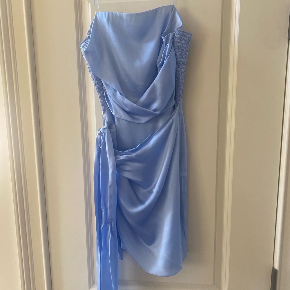 Amanda Uprichard Strapless Light Blue Dress